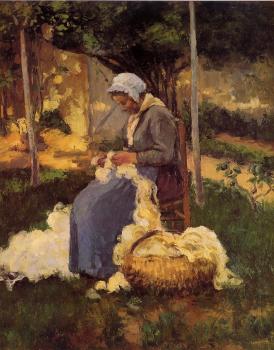 卡米耶 畢沙羅 Peasant Woman Carding Wool